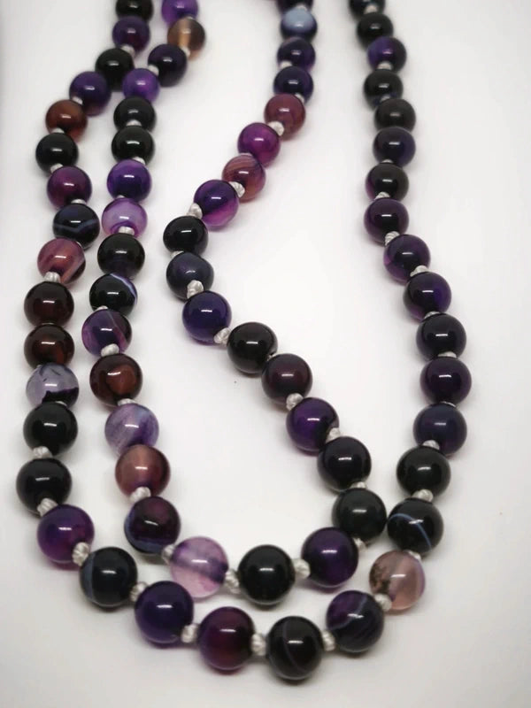 Collier Mala en agate violette 6mm