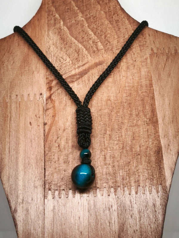 Collier en perles d'oeil de tigre bleu 10mm