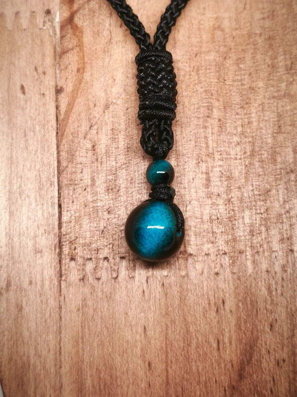 Collier en perles d'oeil de tigre bleu 10mm