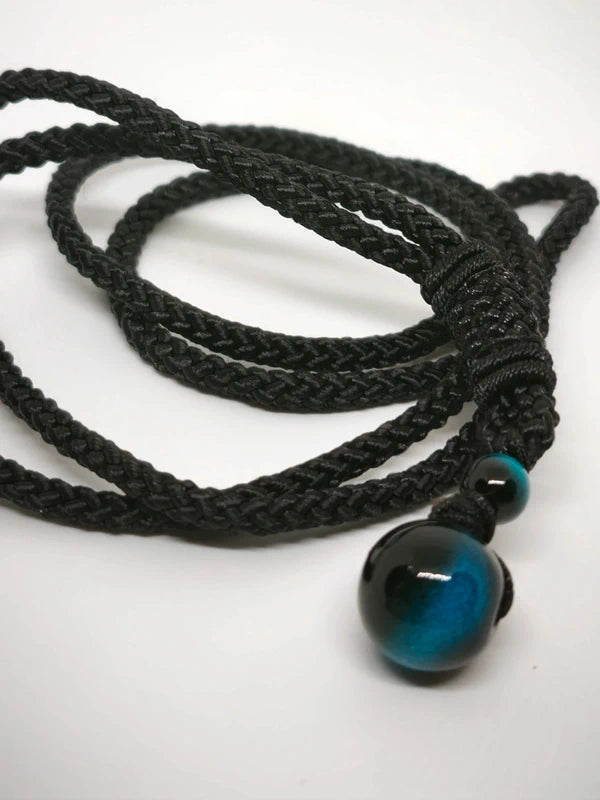 Collier en perles d'oeil de tigre bleu 10mm