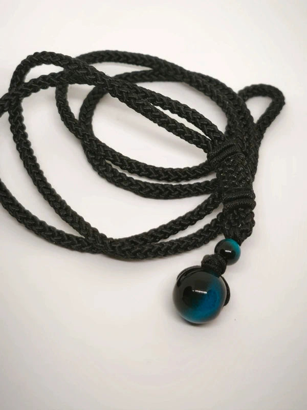 Collier en perles d'oeil de tigre bleu 10mm