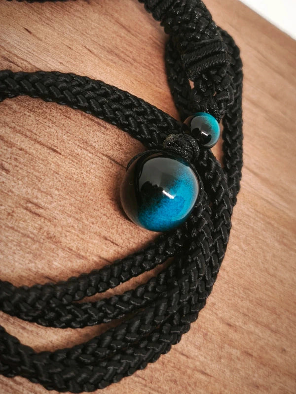 Collier en perles d'oeil de tigre bleu 10mm