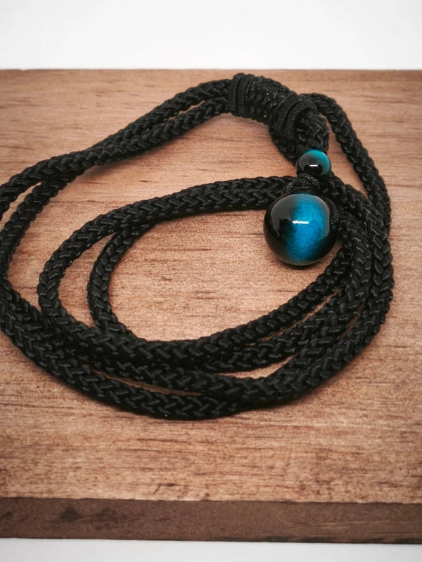 Collier en perles d'oeil de tigre bleu 10mm