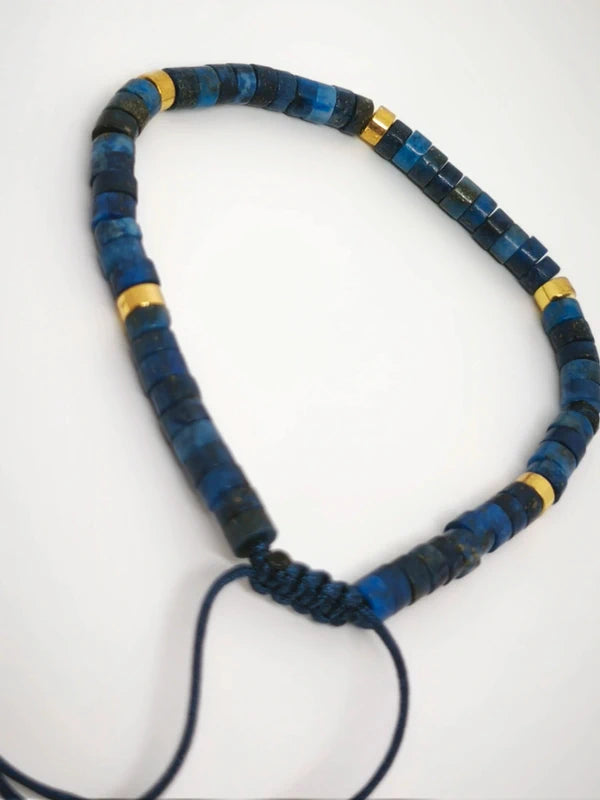 Bracelet ajustable lapis lazuli 4mm