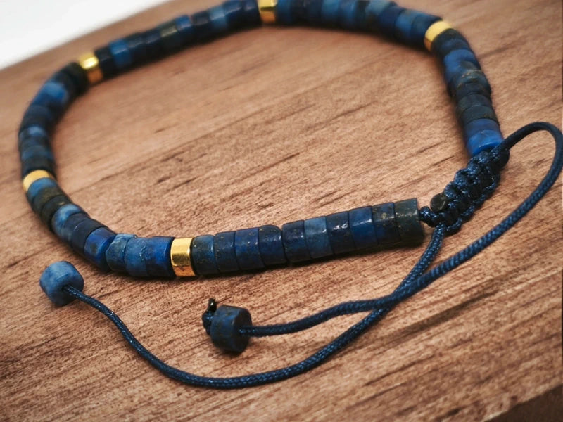 Bracelet ajustable lapis lazuli 4mm