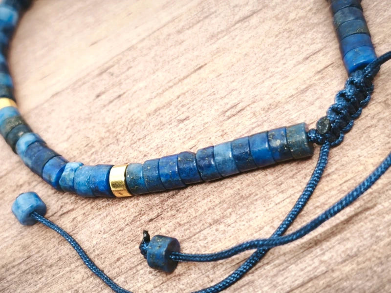 Bracelet ajustable lapis lazuli 4mm