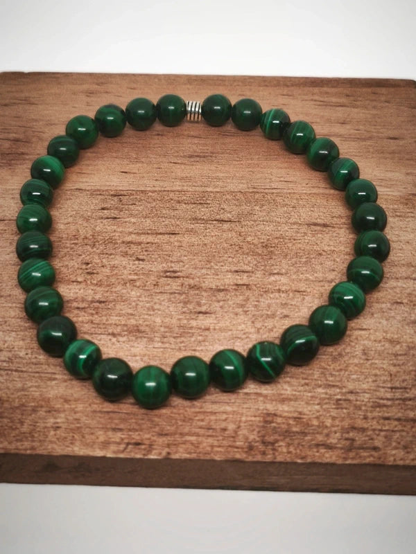 Bracelet en malachite véritable 6mm