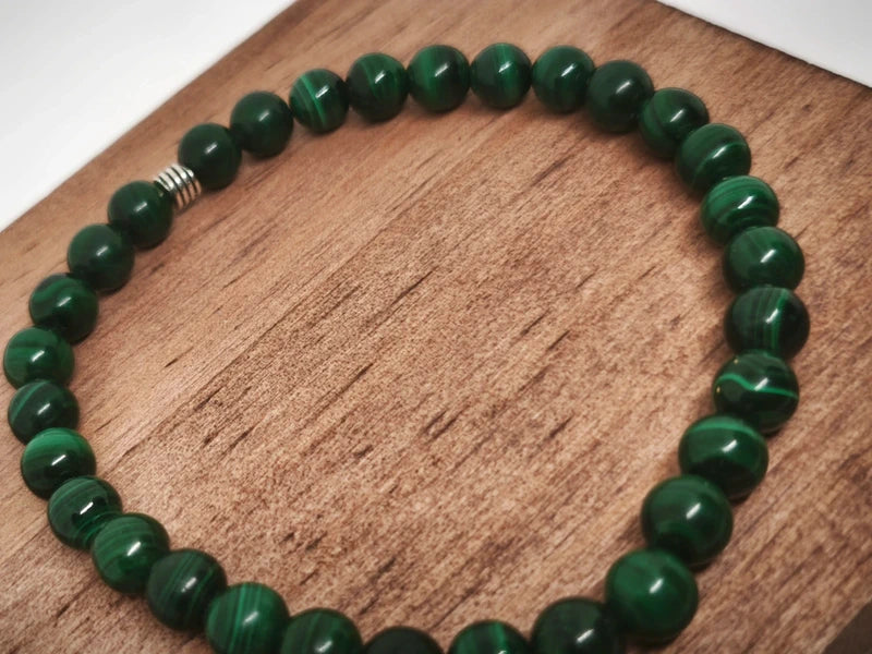 Bracelet en malachite véritable 6mm