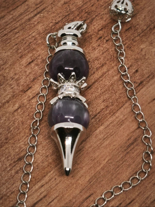 Pendule divinatoire en pierre d'améthyste