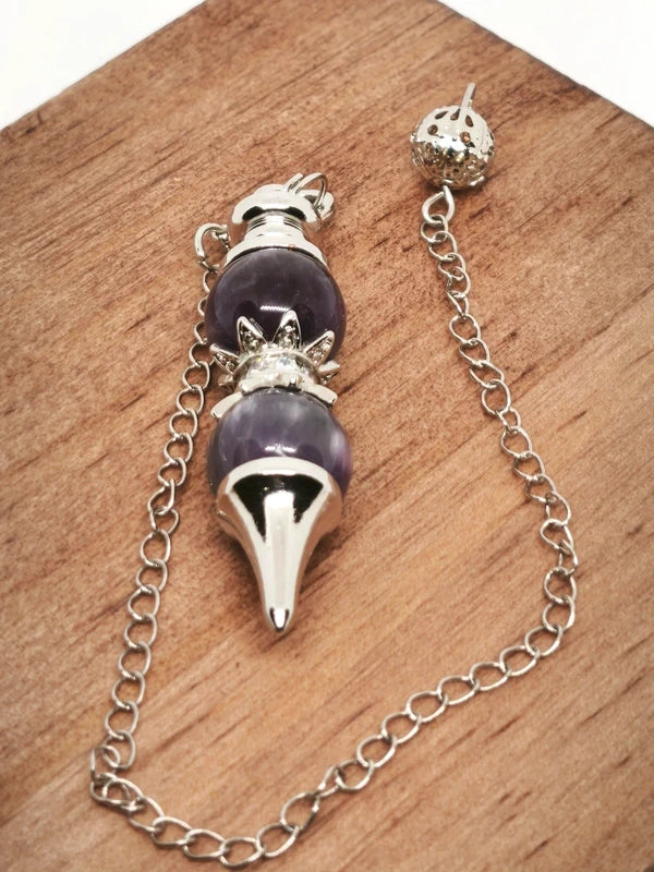 Pendule divinatoire en pierre d'améthyste