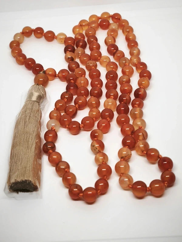 Collier Mala en cornaline 8mm