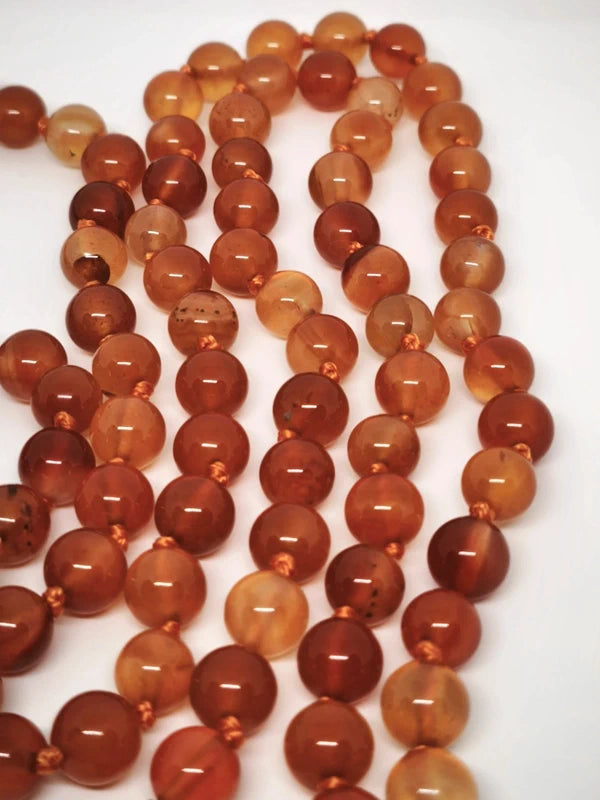 Collier Mala en cornaline 8mm