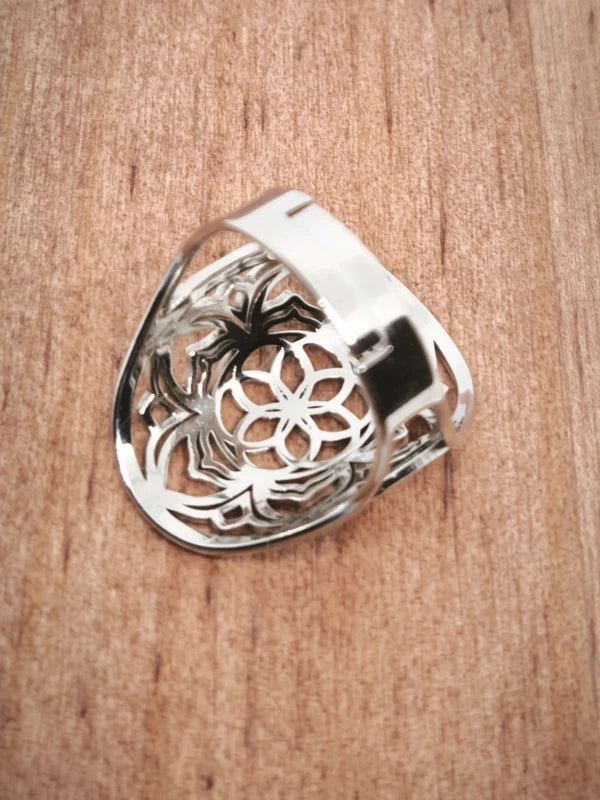 Bague fleur de lotus en acier inoxydable