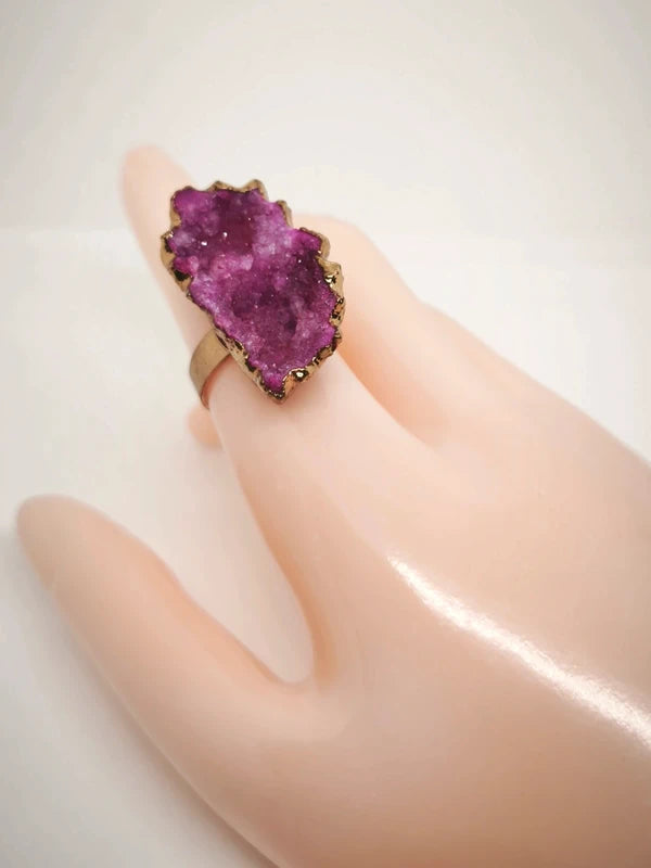 Bague en cristal de roche coloré