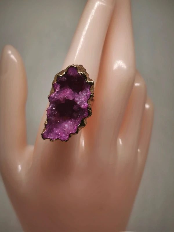 Bague en cristal de roche coloré