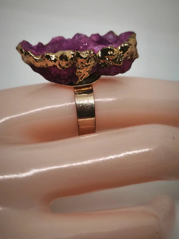 Bague en cristal de roche coloré