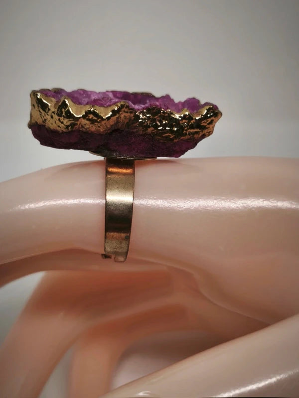 Bague en cristal de roche coloré