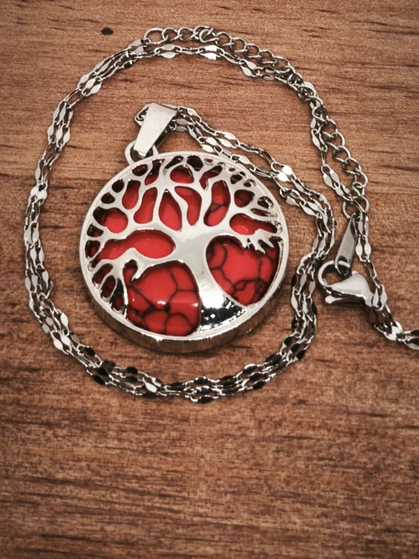 Collier et bracelet howlite rouge résinée