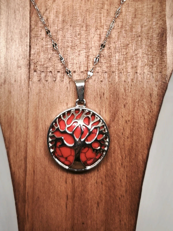 Collier et bracelet howlite rouge résinée