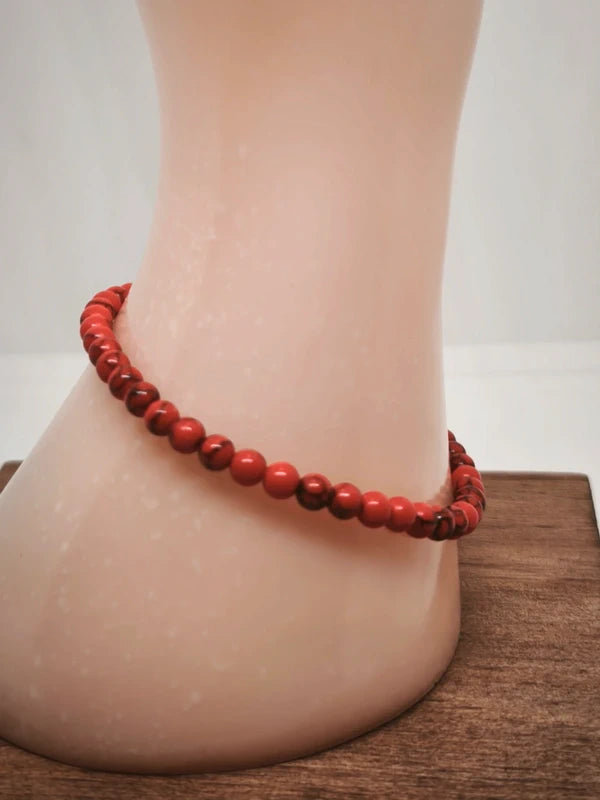 Collier et bracelet howlite rouge résinée