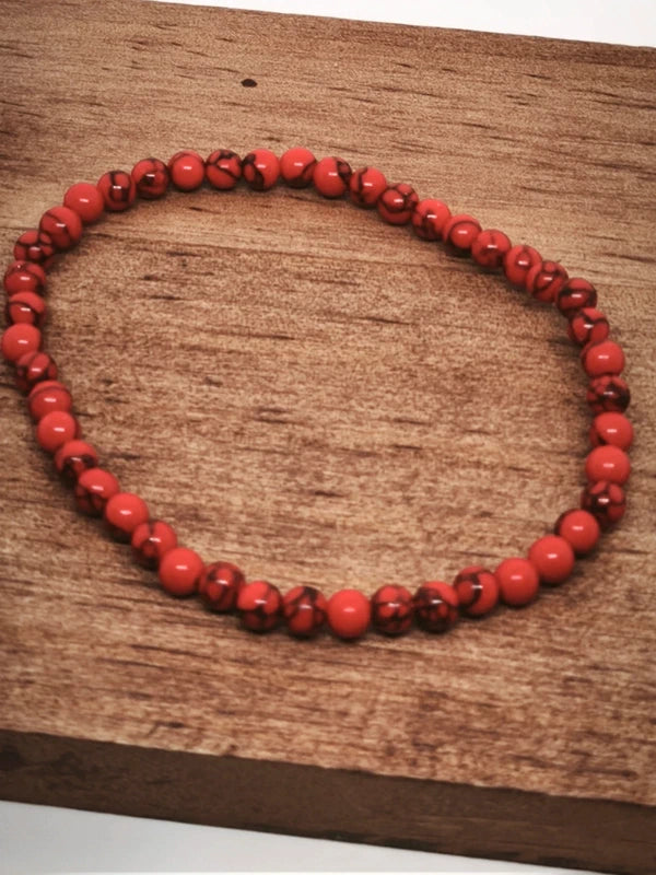 Collier et bracelet howlite rouge résinée