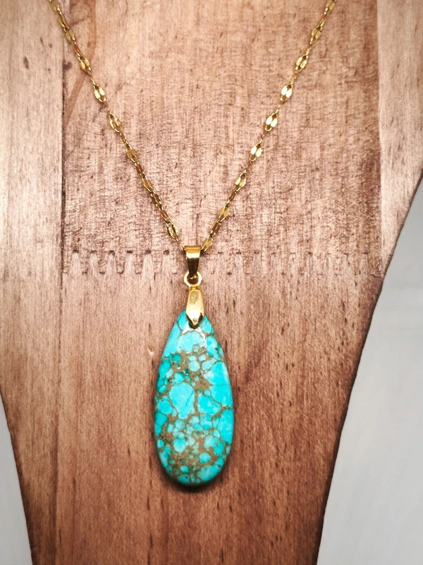 Collier en jaspe sédimentaire turquoise