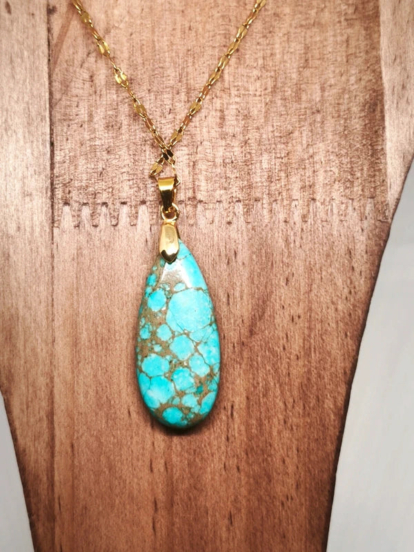 Collier en jaspe sédimentaire turquoise