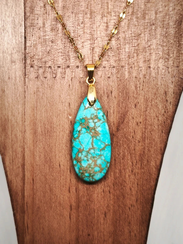 Collier en jaspe sédimentaire turquoise