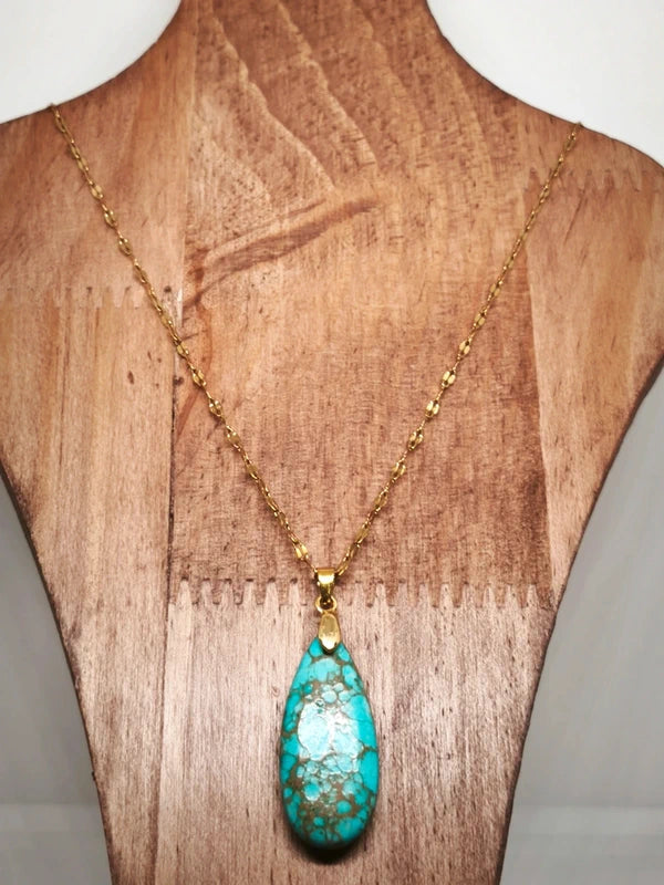 Collier en jaspe sédimentaire turquoise