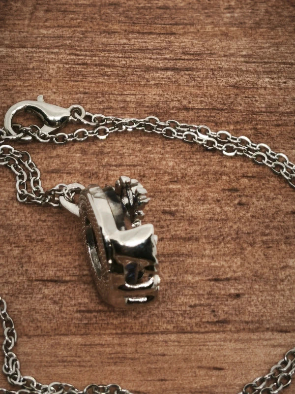 Collier arbre de vie en acier inoxydable et verre coloré