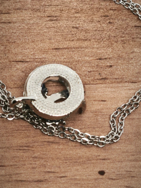 Collier arbre de vie en acier inoxydable et verre coloré