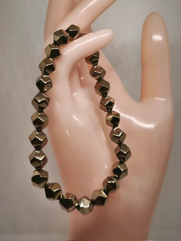 Bracelet en pyrite facettée 8mm