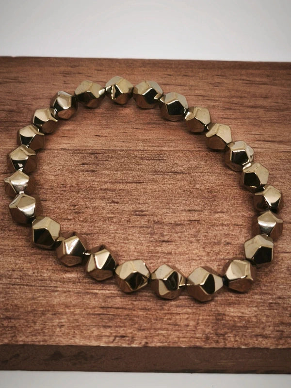 Bracelet en pyrite facettée 8mm