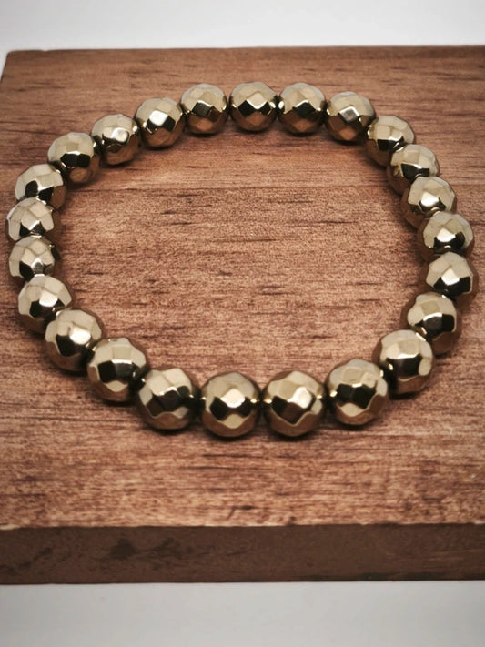 Bracelet en pyrite facettée 8mm