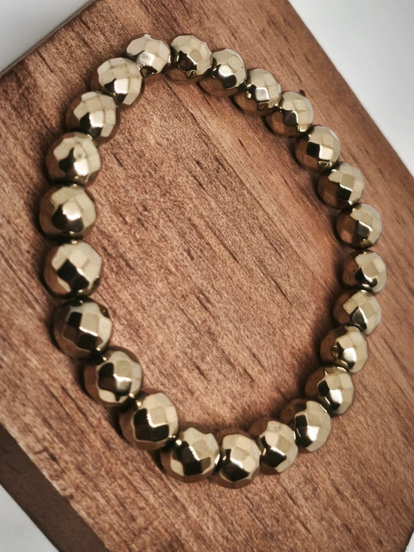 Bracelet en pyrite facettée 8mm