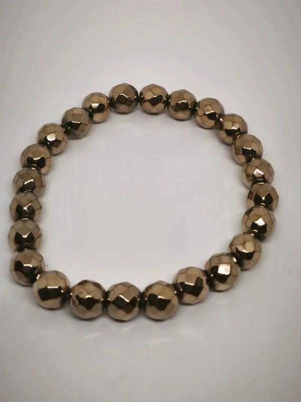 Bracelet en pyrite facettée 8mm