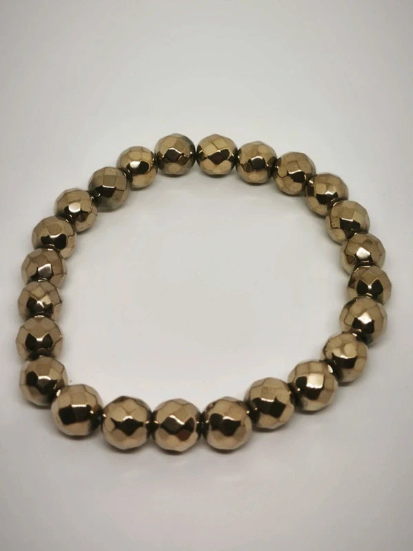Bracelet en pyrite facettée 8mm