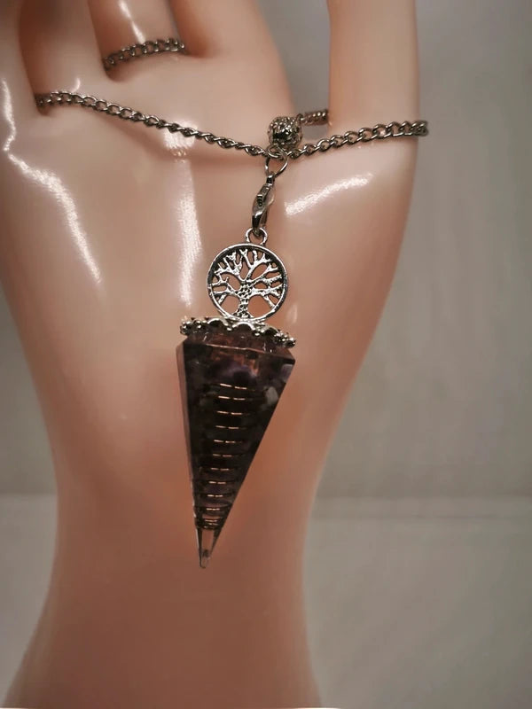 Pendule divinatoire orgonite en améthyste