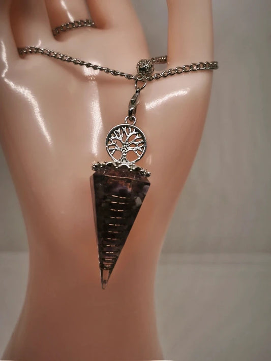 Pendule divinatoire orgonite en améthyste