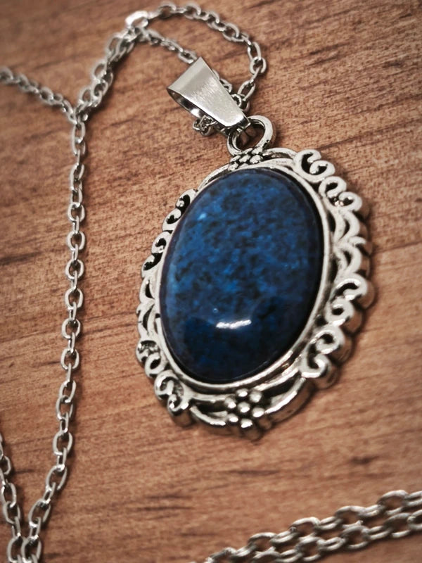 Collier en acier inoxydable avec pierre de lapis lazuli