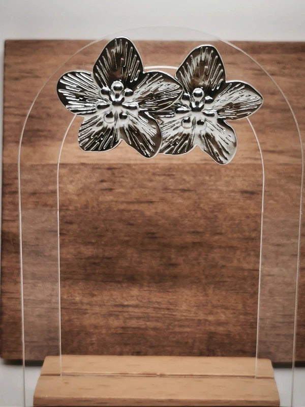 Collier et boucles d'oreilles fleurs en acier inoxydable 316