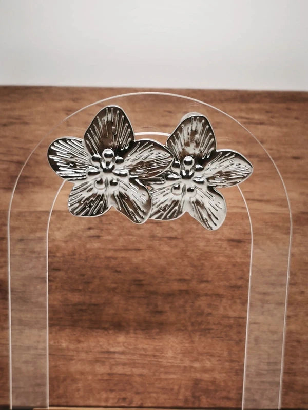 Collier et boucles d'oreilles fleurs en acier inoxydable 316