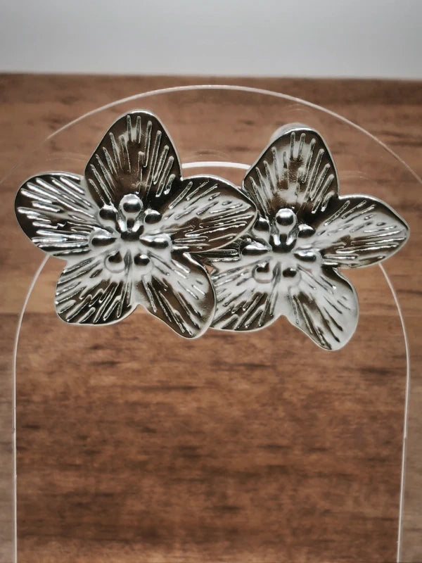 Collier et boucles d'oreilles fleurs en acier inoxydable 316