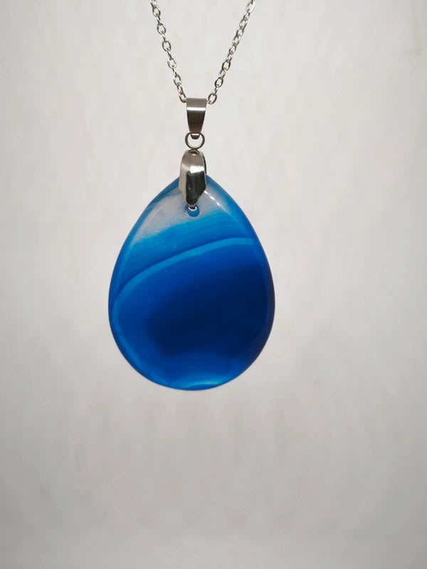Collier en agate bleue