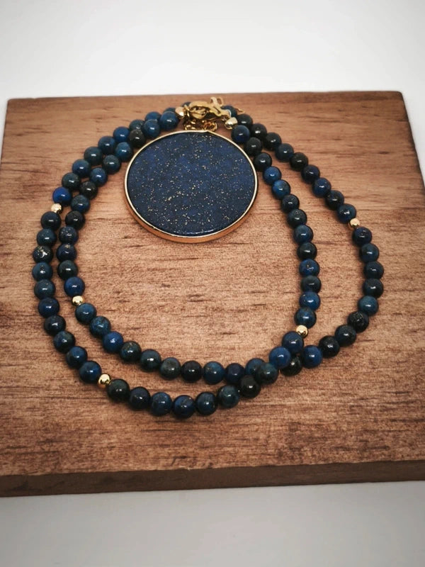 Collier en lapis lazuli 4mm avec pendentif