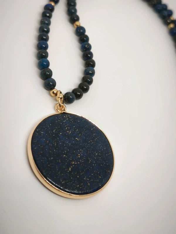 Collier en lapis lazuli 4mm avec pendentif