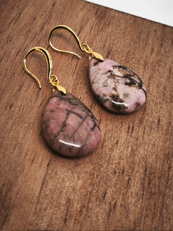 Boucles d'oreilles en rhodonite