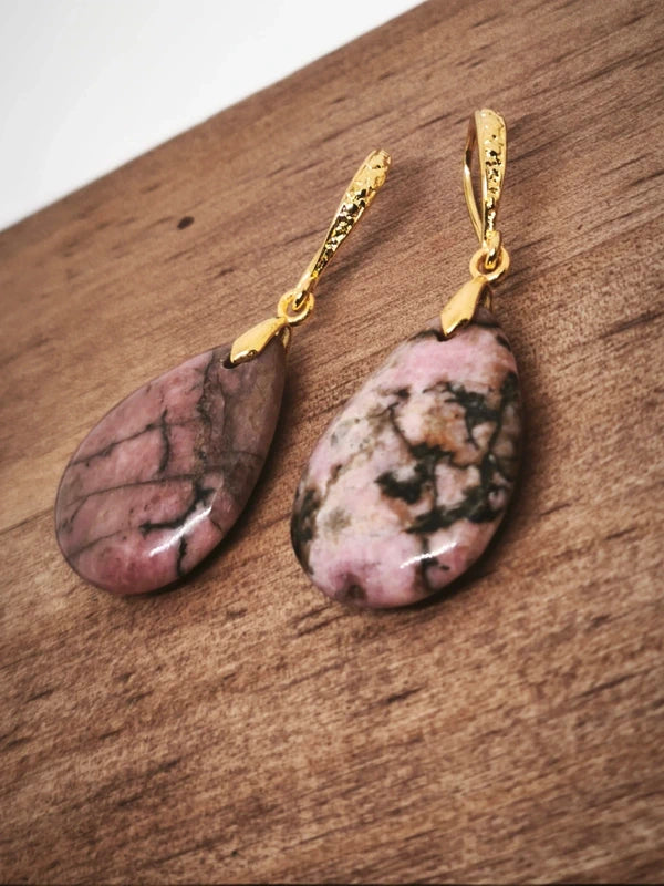 Boucles d'oreilles en rhodonite