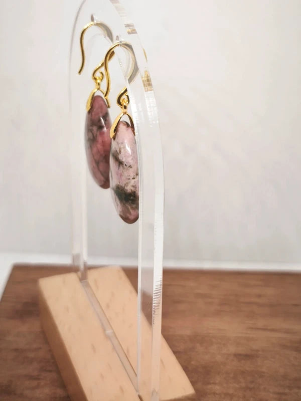 Boucles d'oreilles en rhodonite