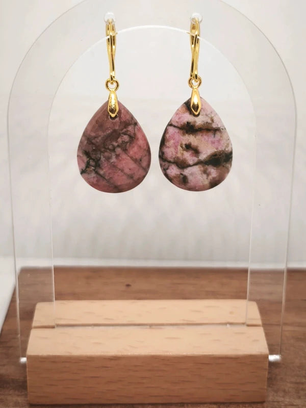 Boucles d'oreilles en rhodonite